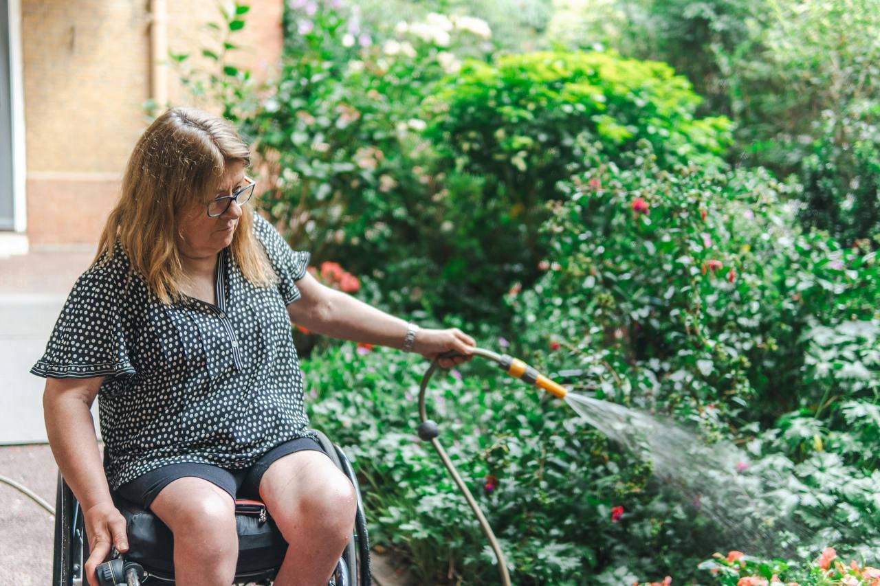 Participant enjoying independence outdoors